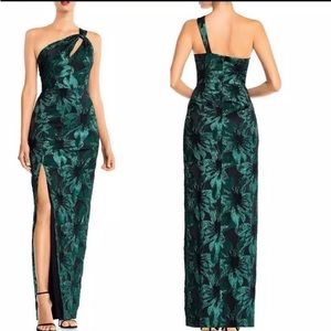 Aidan Mattox metallic one shoulder dress